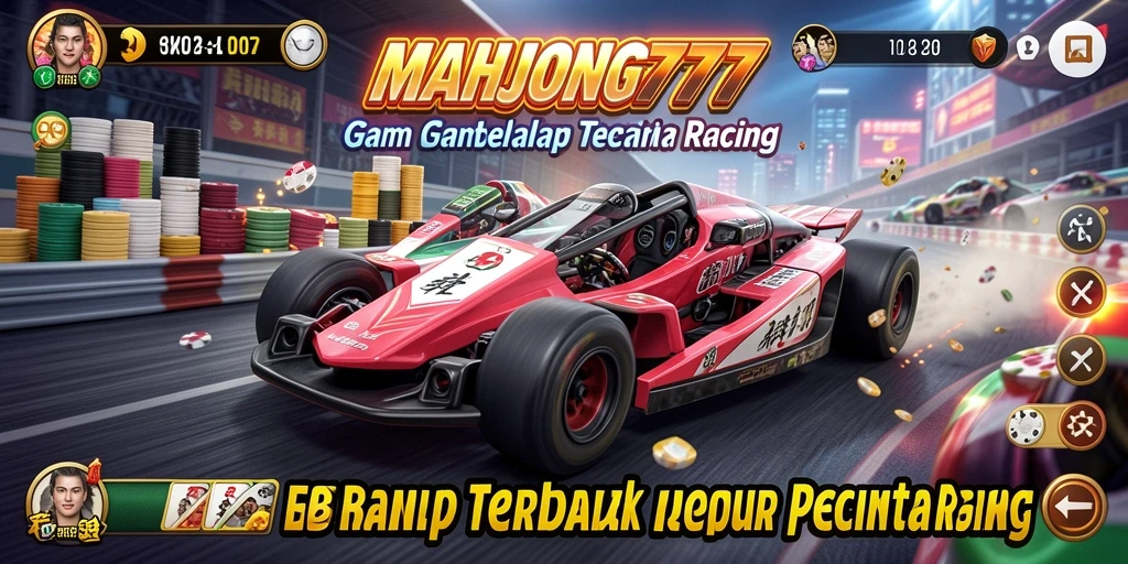 Screenshot utama MAHJONG777 menampilkan aksi balap yang menegangkan.