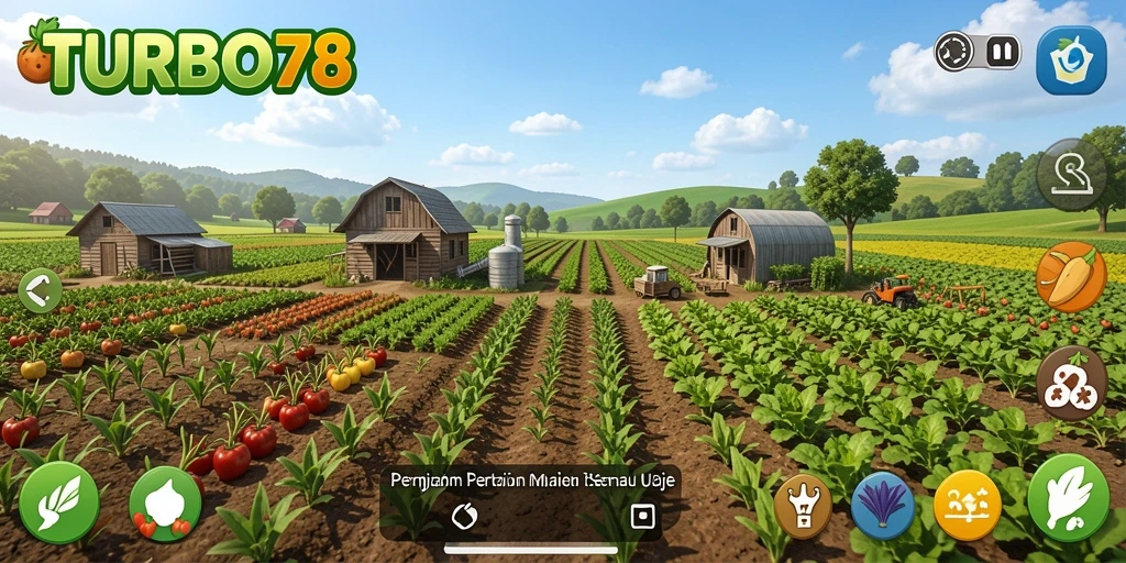 TURBO78 menampilkan gameplay bertani yang menyenangkan dan interaktif.